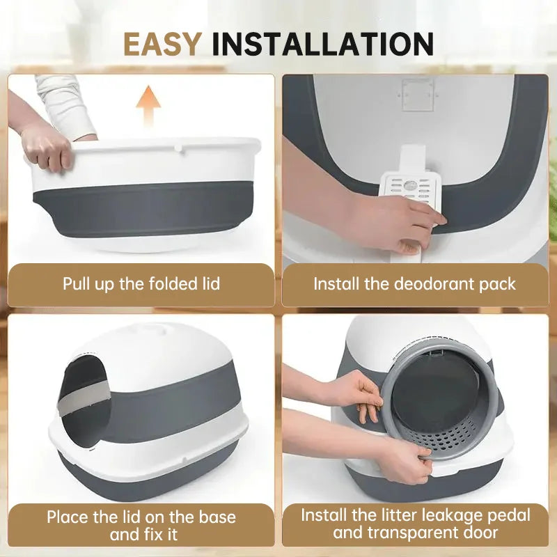 Large Enclosed Cat Litter Box with Anti-Splash Lid