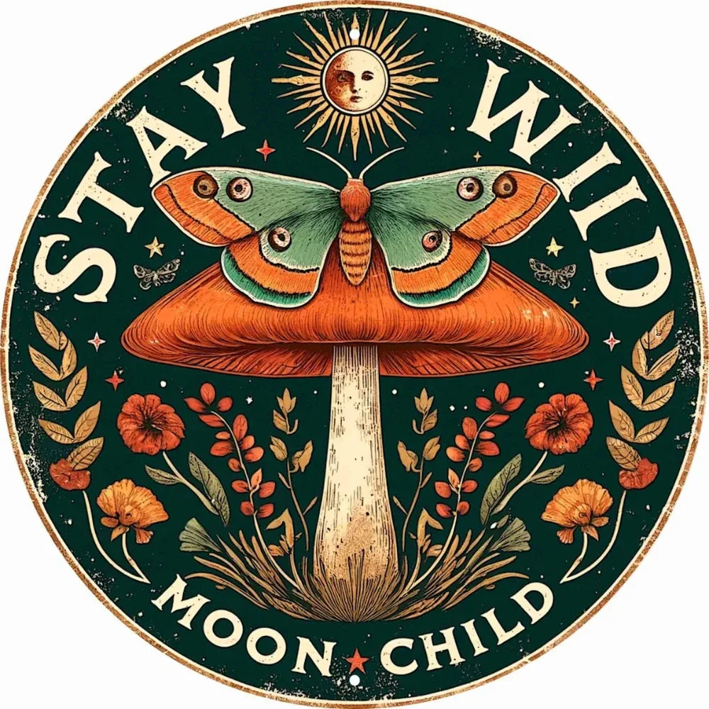 HelloYoungHign Concerned Moon Child Sign Metal Decor