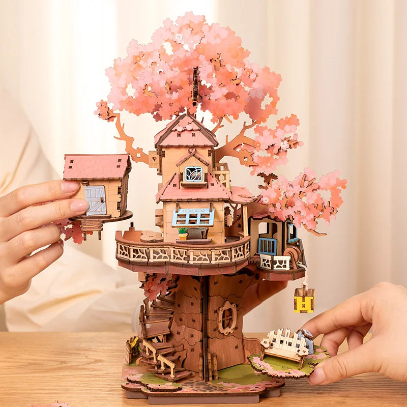 Robotime Sakura Tree House 3D Wooden Puzzle Gift for Adults