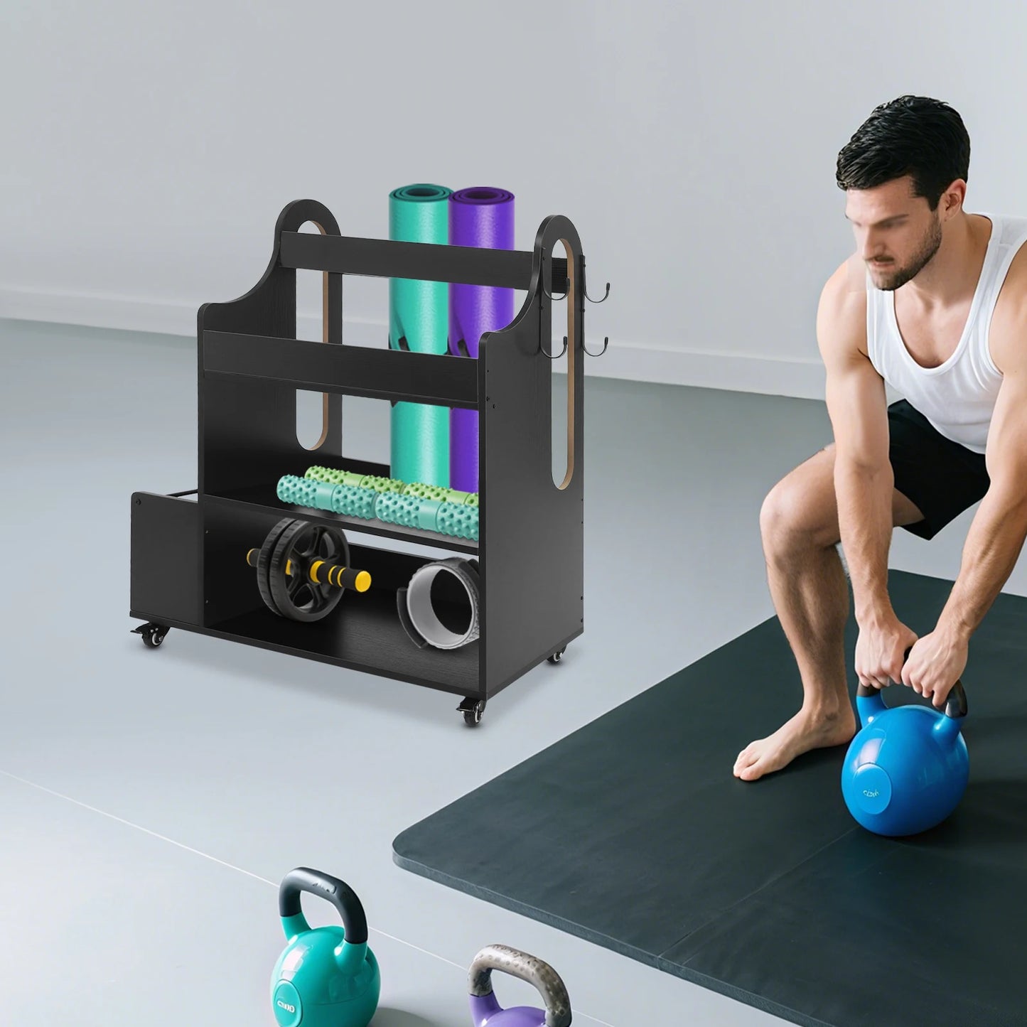 Home Gym Storage Rack Workout Equipment And Yoga Mat Holder