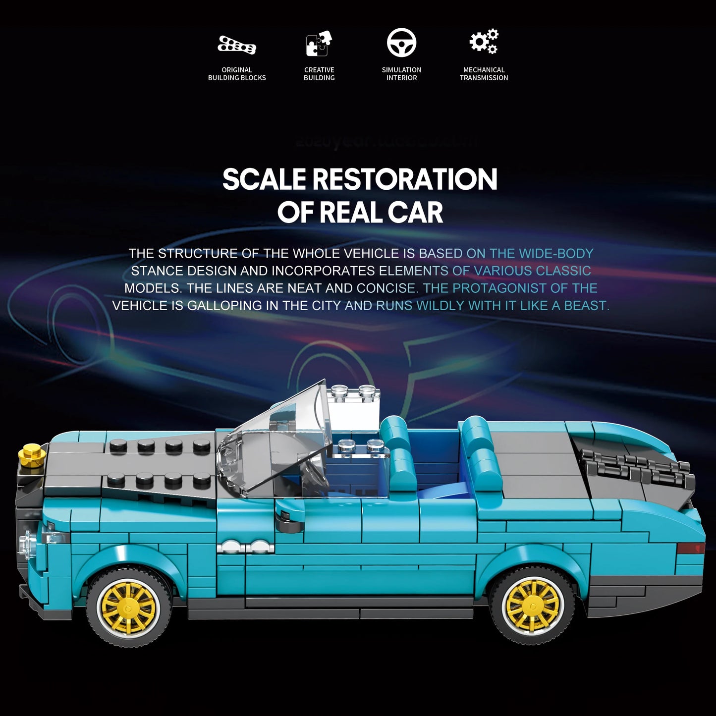 RR Boat Tail Sports Car Building Kit for Adults Kids