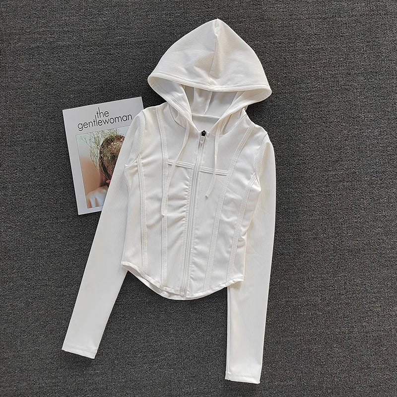 Womens Hooded Fitness Cardigan Quick Dry Sports Jacket