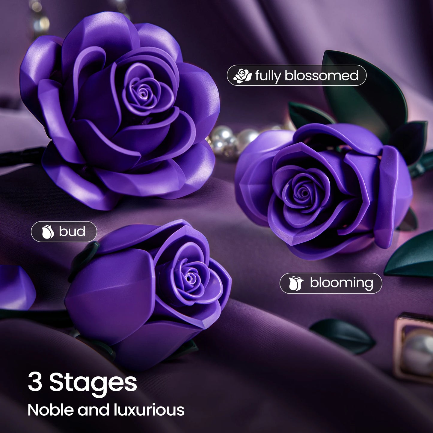 SupreOwls Roses Bouquet Building Blocks Set Floral Decor