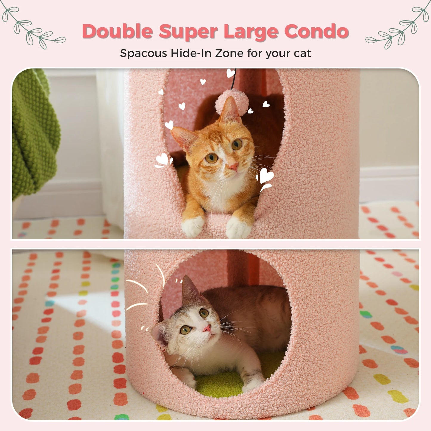 PEQULTICN Double-Deck Cat House with Cozy Condos Indoor
