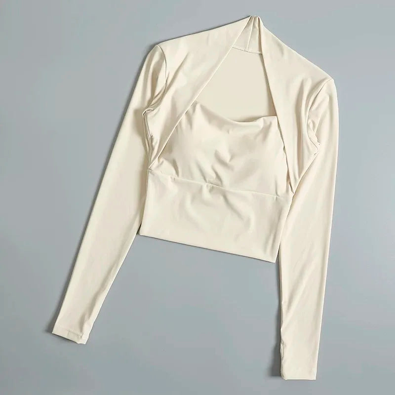 CN Fitness Chest Cushion Sports Top Women Long Sleeve Gym