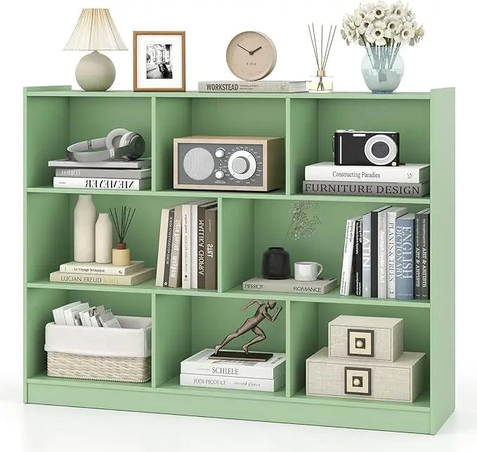 XMSJ Open Wood Bookcase 8 Shelf Display Cabinet For Home