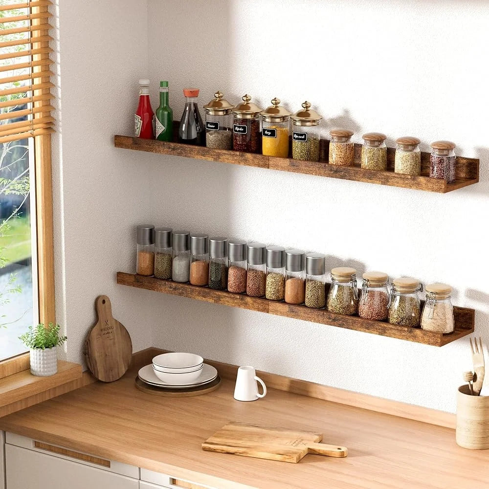 Hign Concerned Floating Wood Wall Shelves Rustic Set