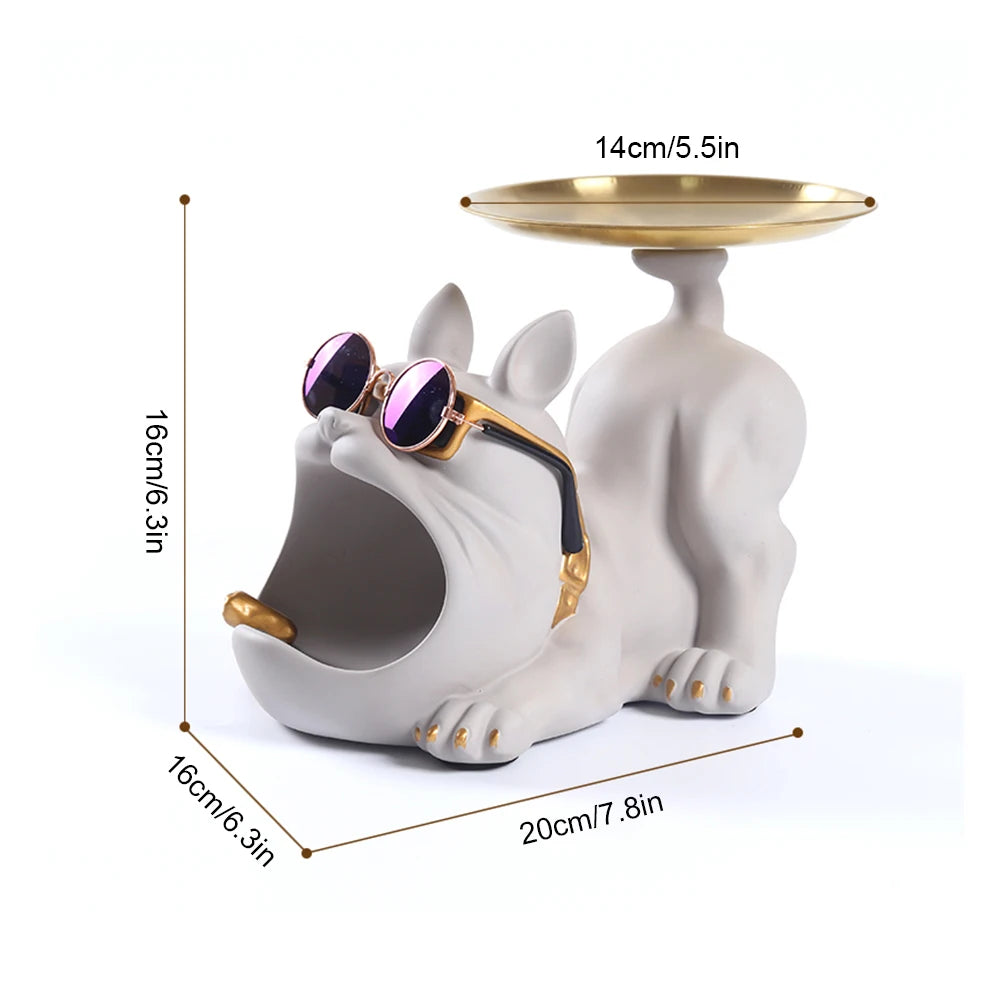 Shunmaii Decorative Pitbull Resin Sculpture Storage Tray
