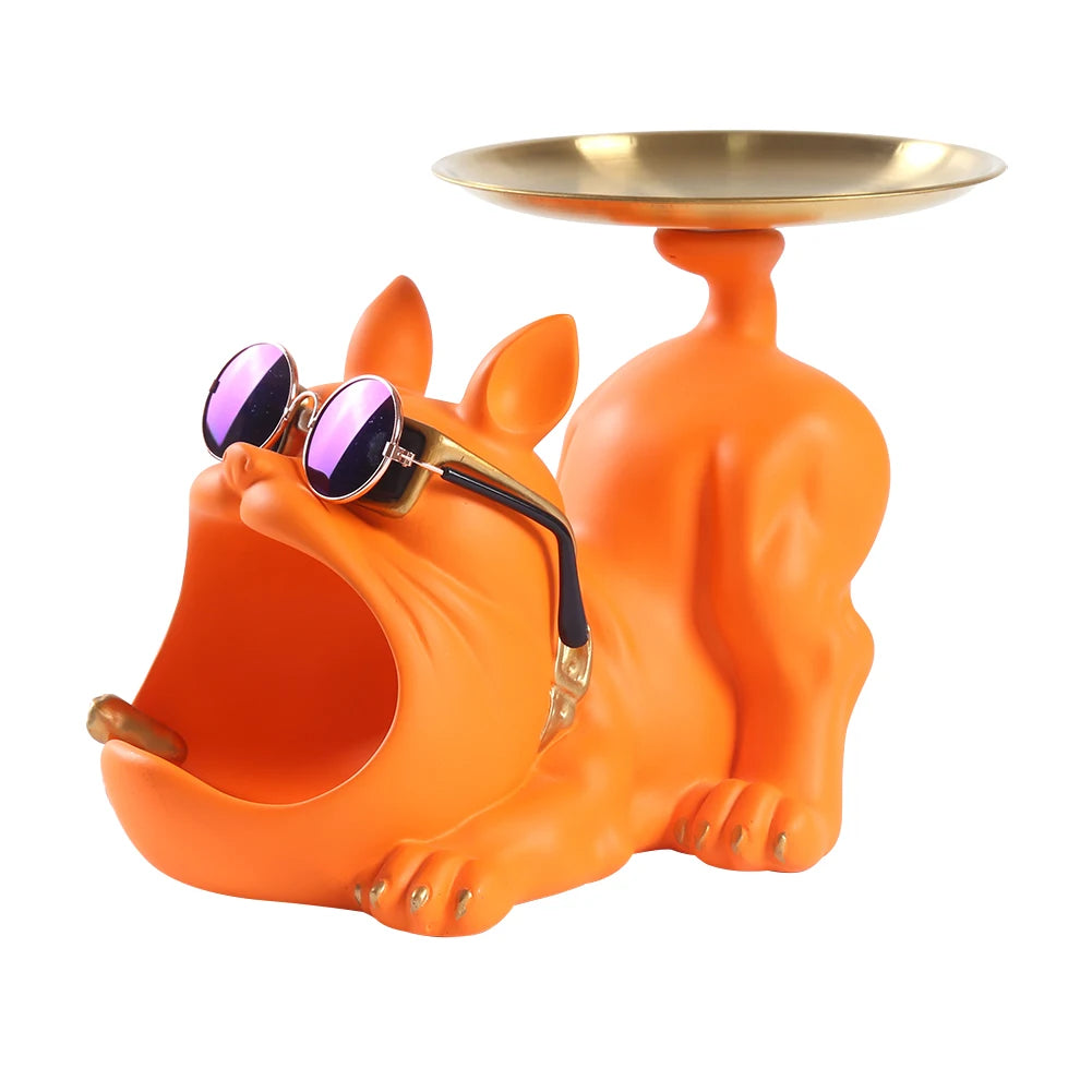 Shunmaii Decorative Pitbull Resin Sculpture Storage Tray
