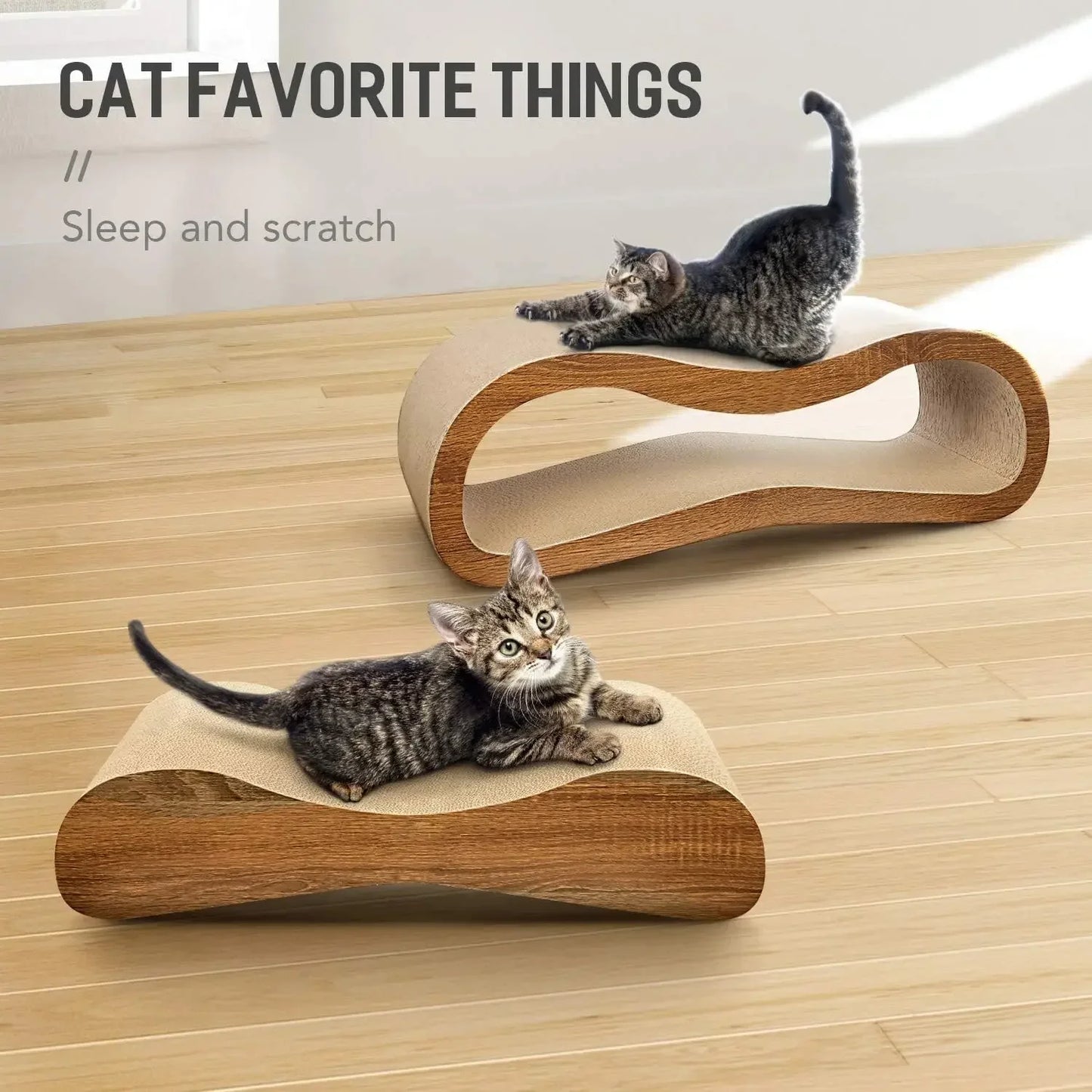 XMSJ FluffyDream 2 In 1 Cat Scratcher Cardboard Lounge Bed