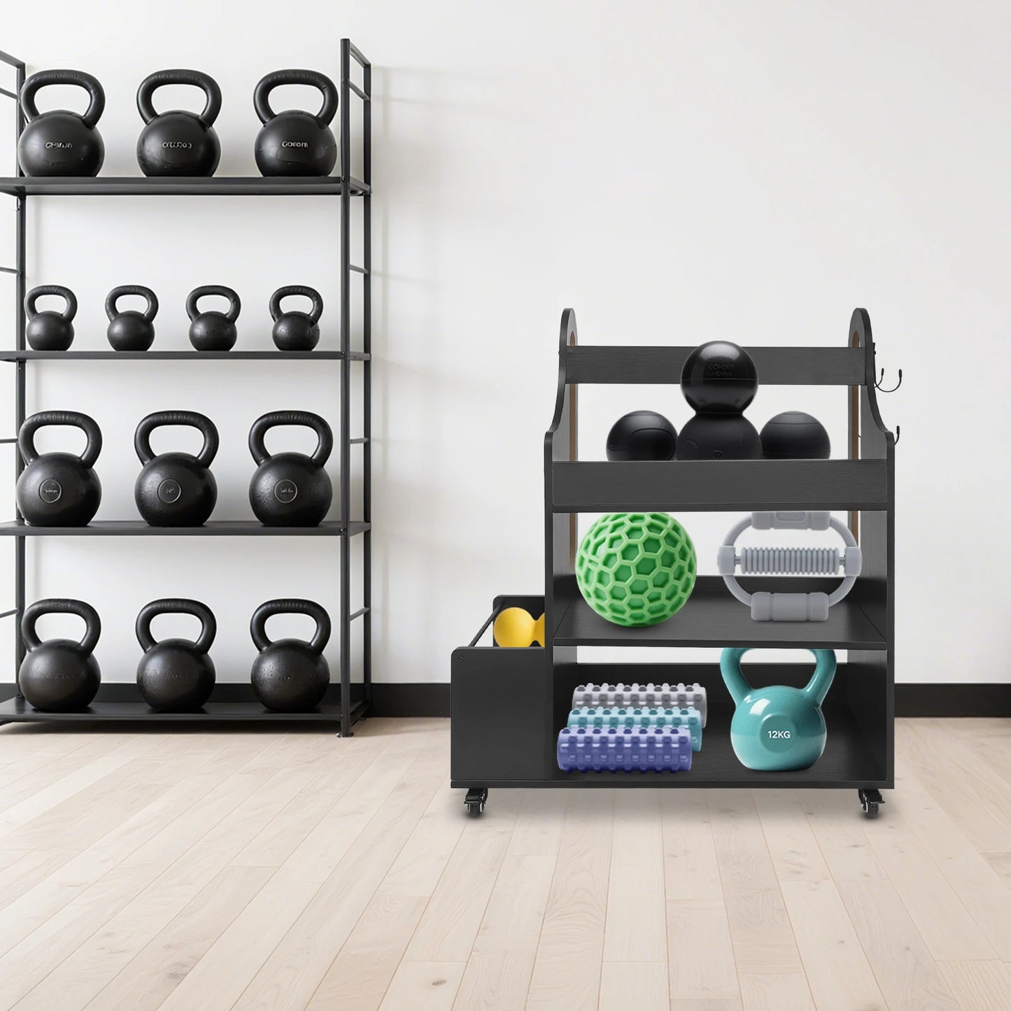 Home Gym Storage Rack Workout Equipment And Yoga Mat Holder