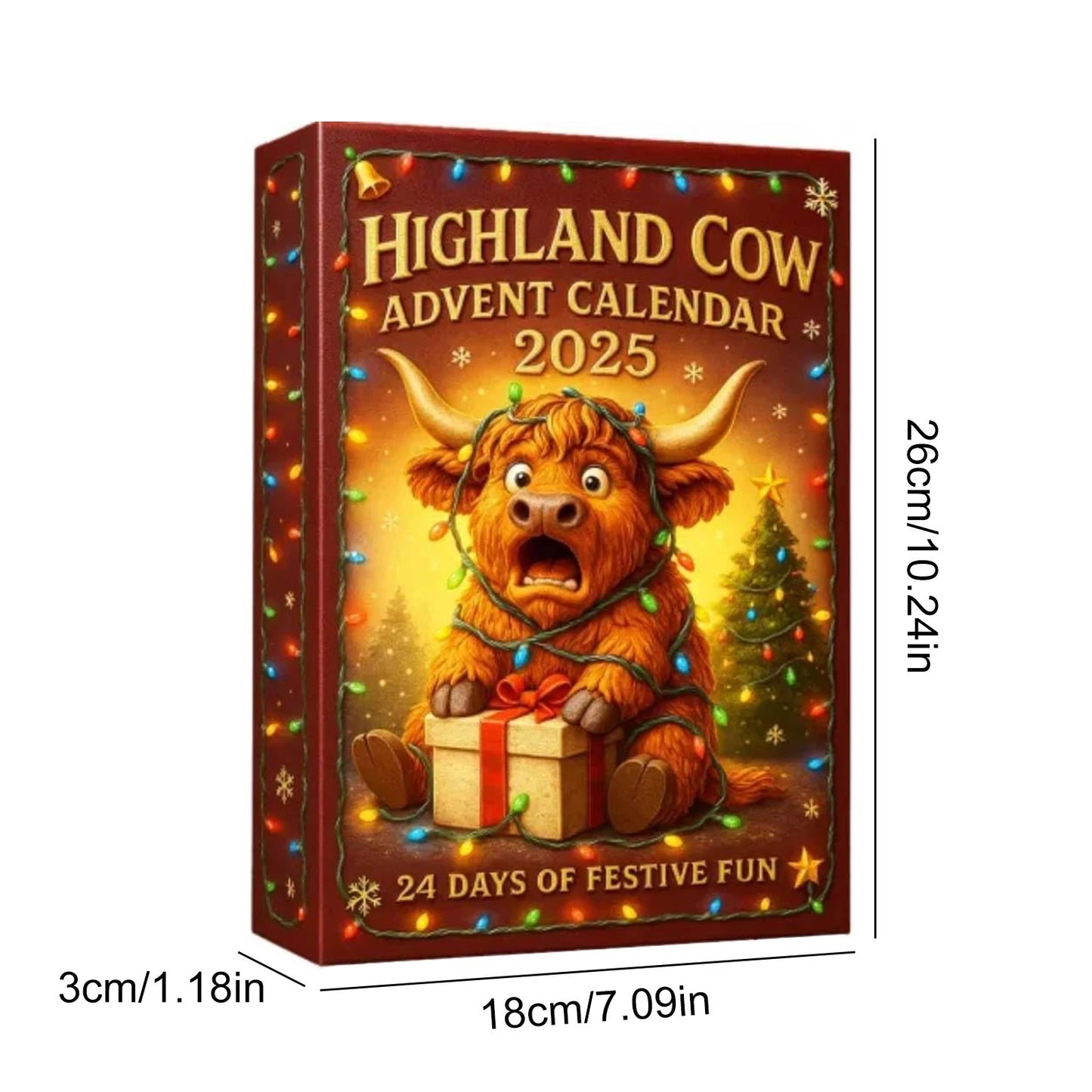 Highland Cow Advent Calendar 2025 with 24 Highland Cow Ornaments 24 Days Christmas Countdown Calendar Christmas Advent Calendar
