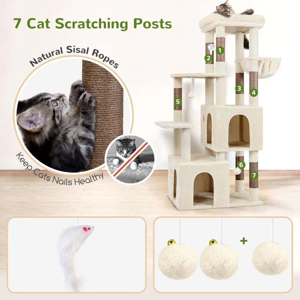 DAFIFY Sturdy Indoor Cat Tower With Scratching Posts