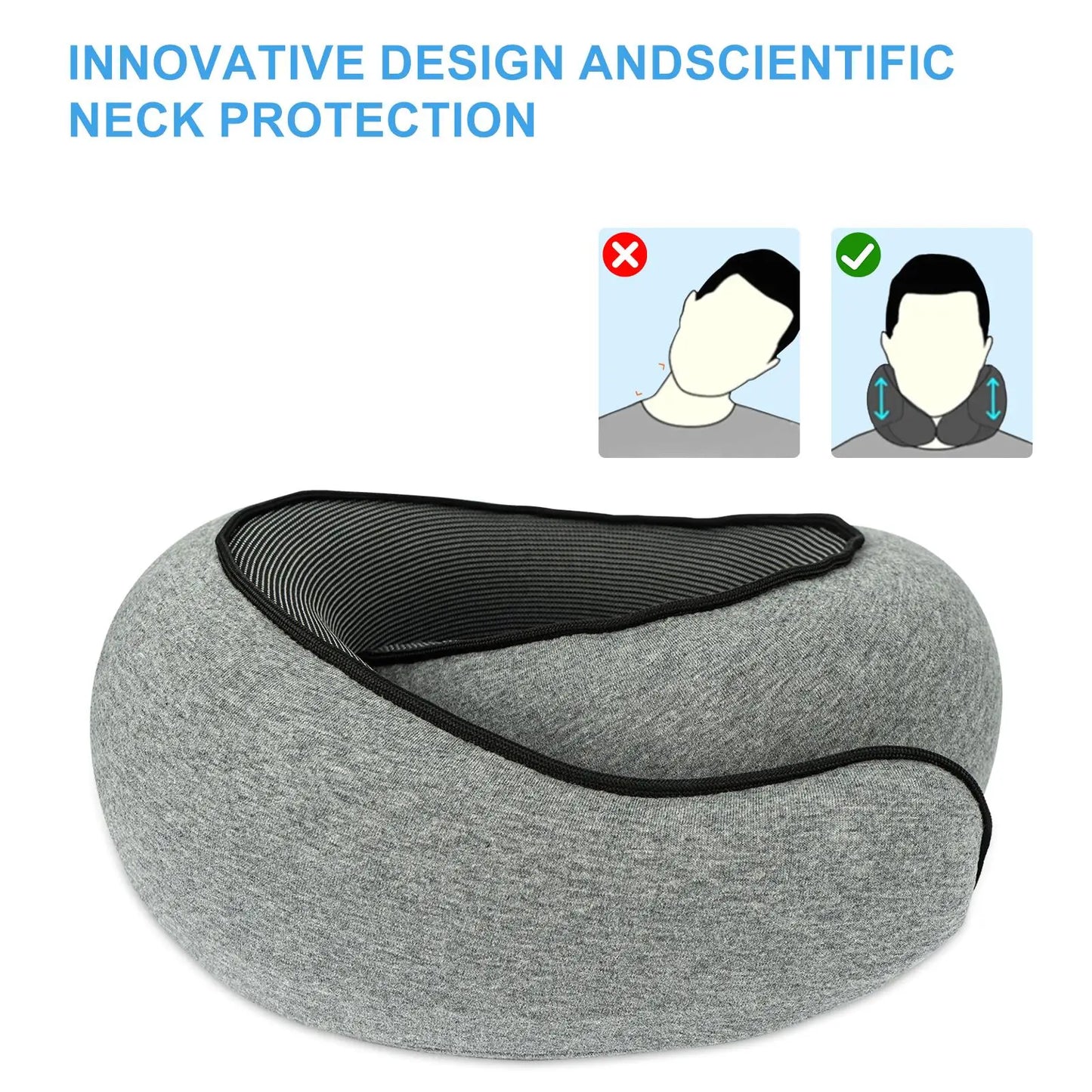 Memory Foam Travel Neck Pillow 360 Head And Chin Support