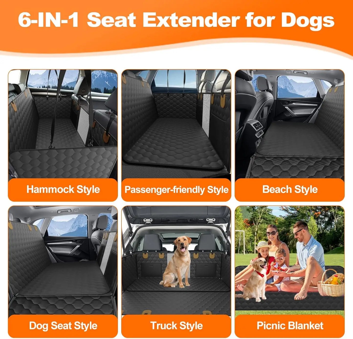 Wedyvko Waterproof Dog Car Hammock Seat Cover