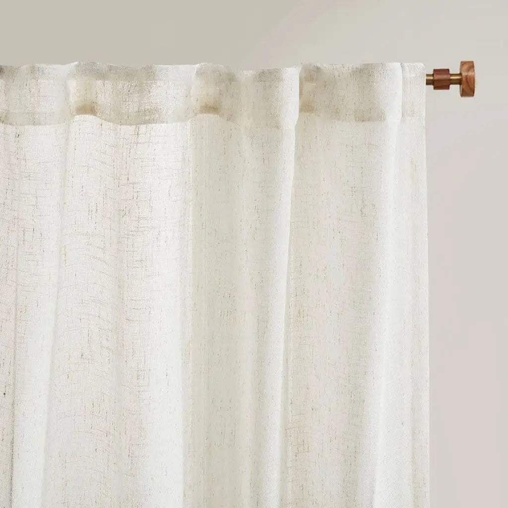 Linen Yarn Dye Sheer Curtain Panel Pair For Windows