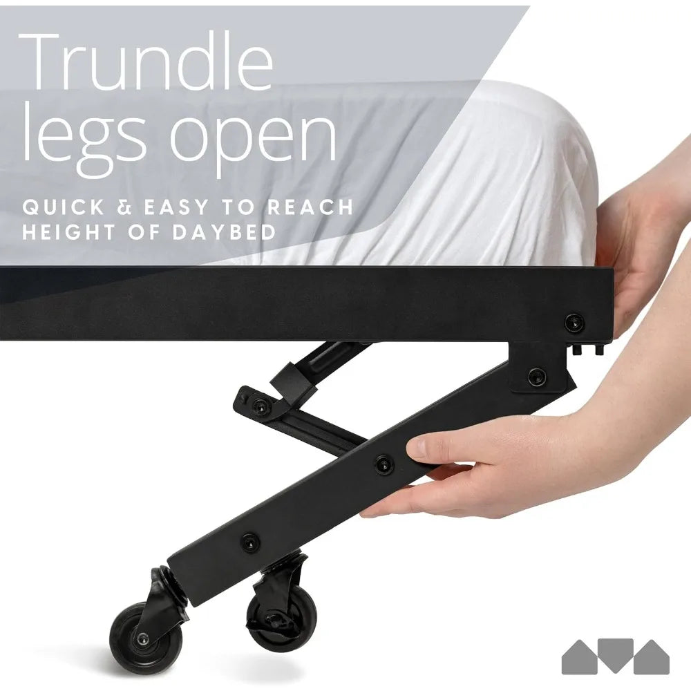 TIFICY Daybed With Backrest And Pop Up Trundle Modern Frame