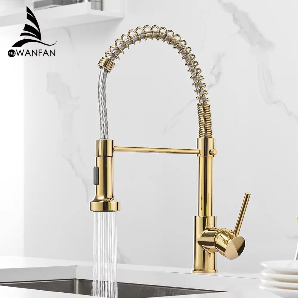 OWOFAN Single Lever Pull Down Kitchen Faucet Mixer Tap