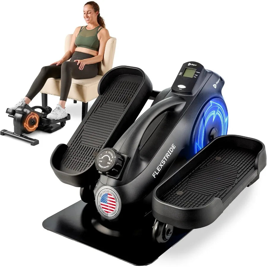 Under Desk Elliptical Exercise Machine – Mini Bike Elliptical for Low Impact Leg & Arm Movement – Quiet Magnetic Resistance, LCD