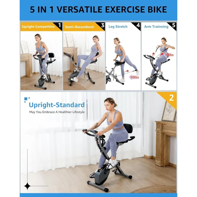 YTYIN Indoor Exercise Bike Seniors Foldable 5 In 1