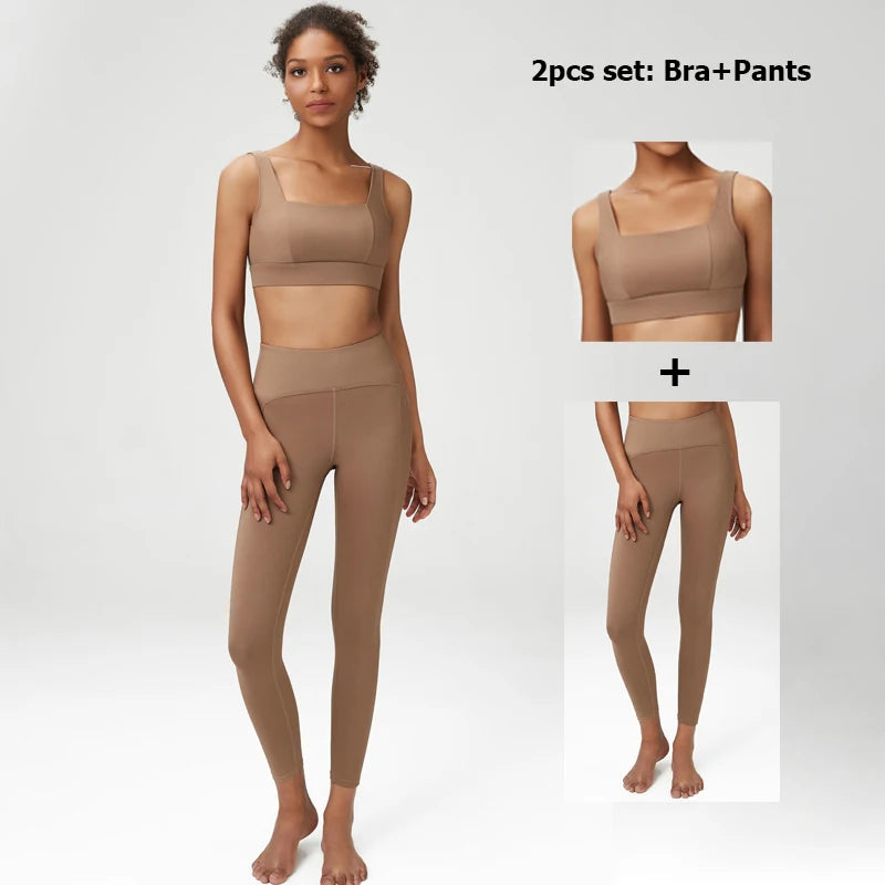 Cozokcn Women Yoga Set High Waist Leggings Jacket Pro