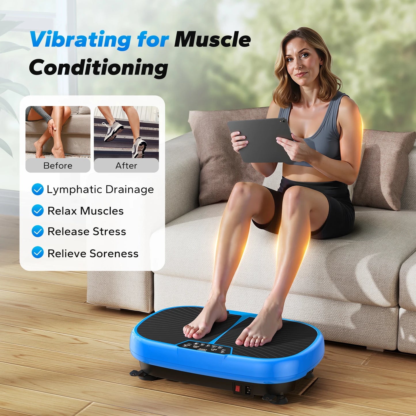 MERACH EMS Vibration Plate Exercise Machine for Weight Loss