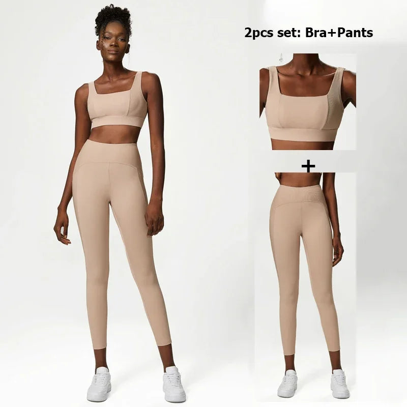 Cozokcn Women Yoga Set High Waist Leggings Jacket Pro