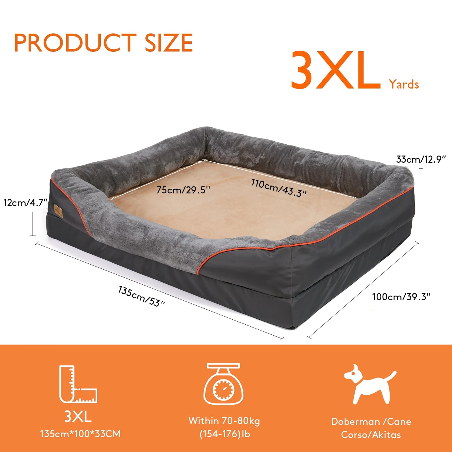 BINGOPAW Large Dog Bed Anti Allergy Warm Fleece Waterproof