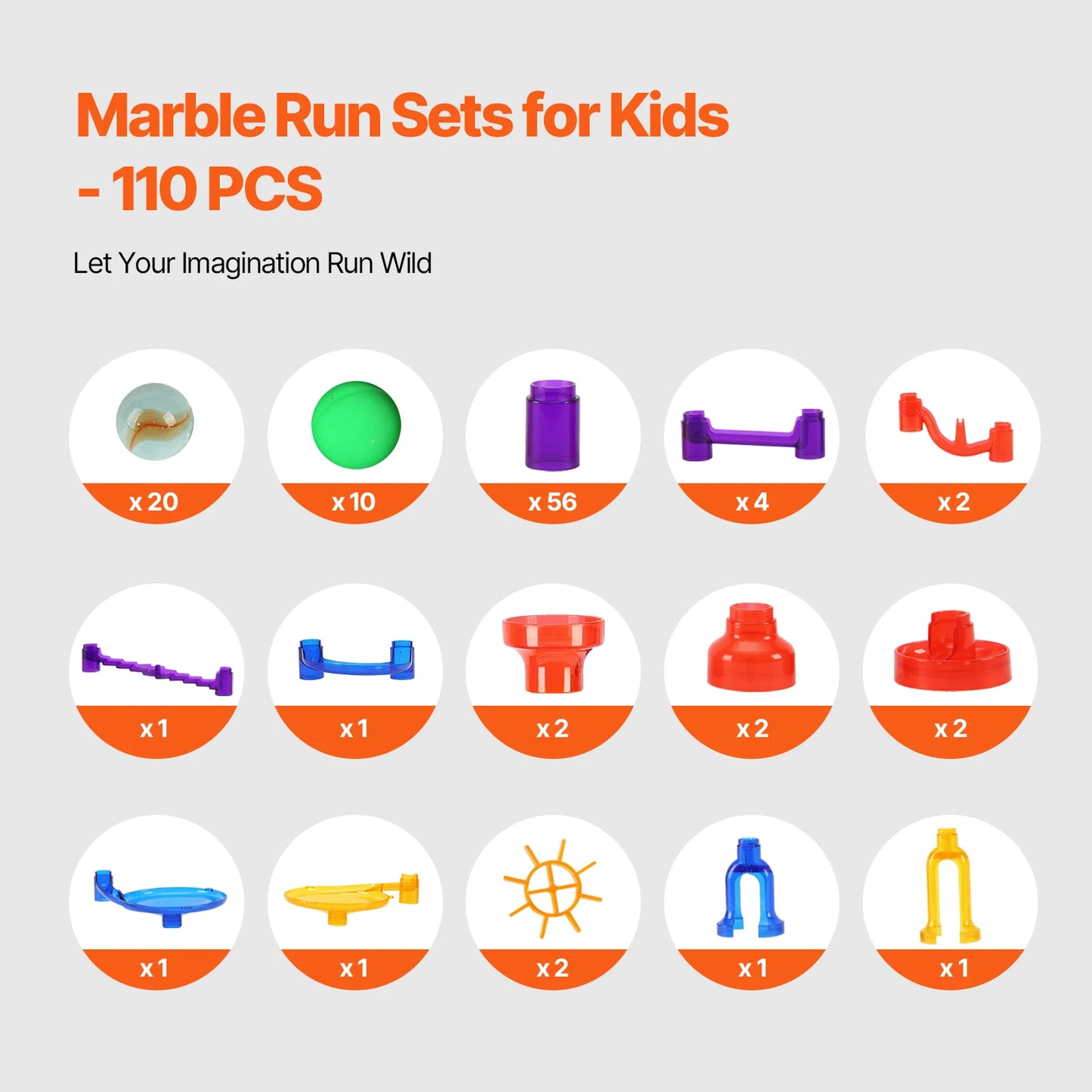 SucceBuy Marble Run Set With Glow In The Dark Marbles