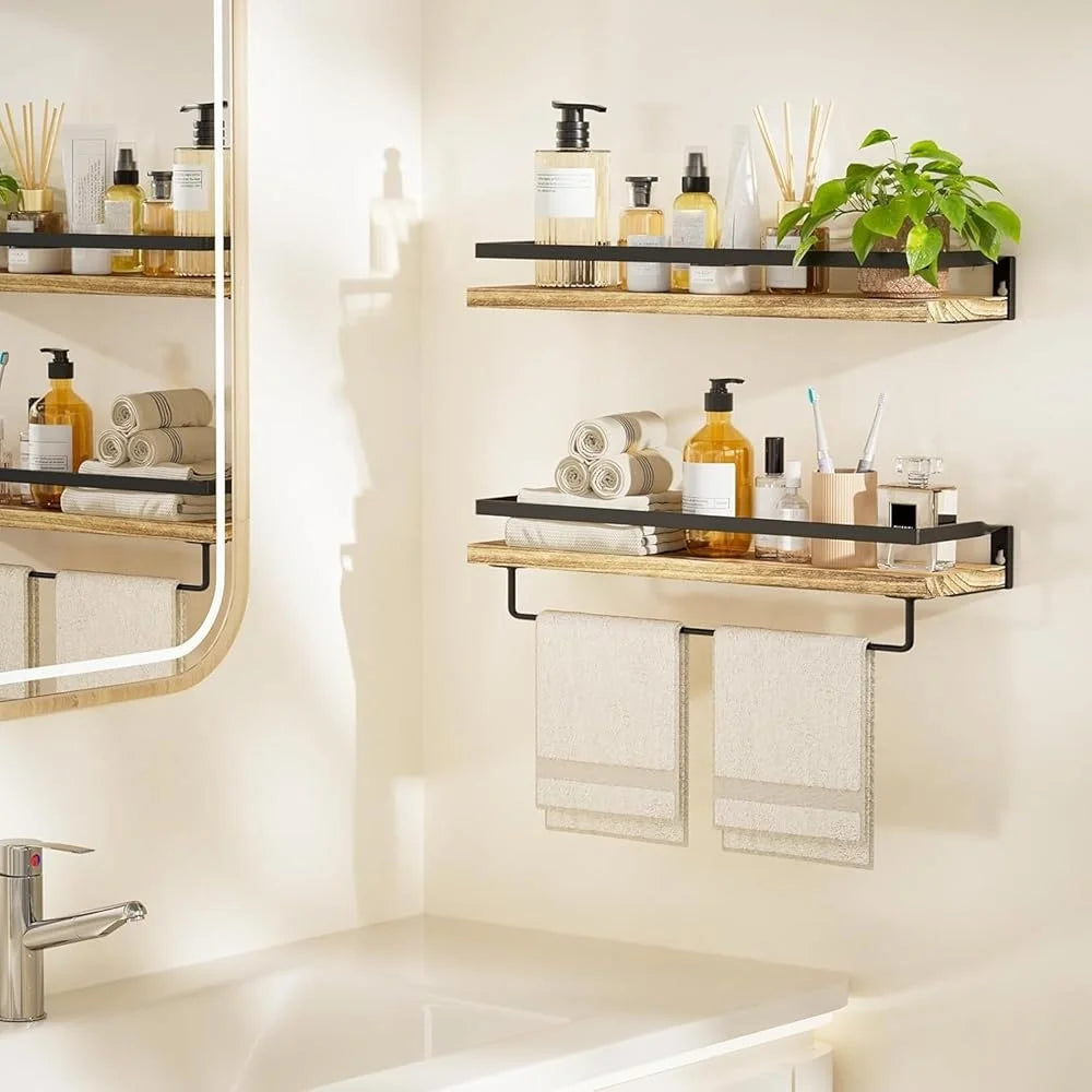 Hign Concerned Wall Mounted Wood Floating Shelves Set