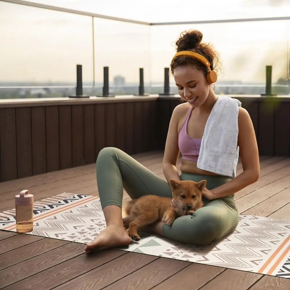 Cotton Yoga Mat With Absorbent Grippy Weave For Hot Yoga