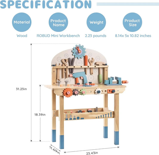 Robotime Kids Tool Bench Set Wooden Construction Toys