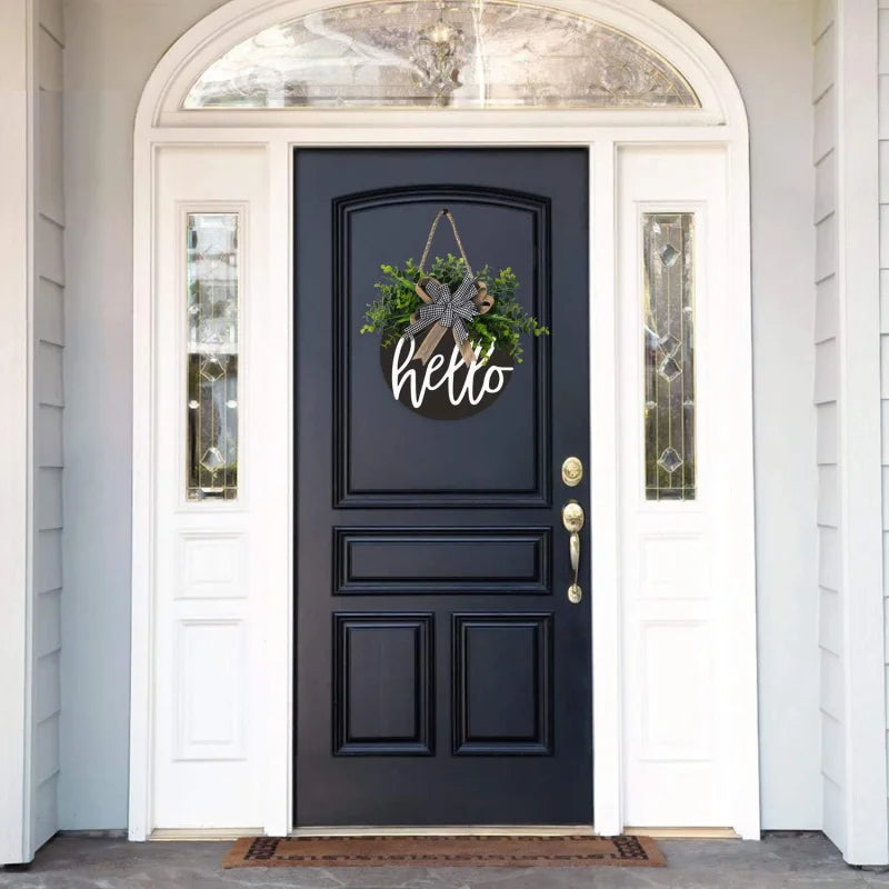 Hign Concerned Wooden Hello Welcome Sign Farmhouse Porch