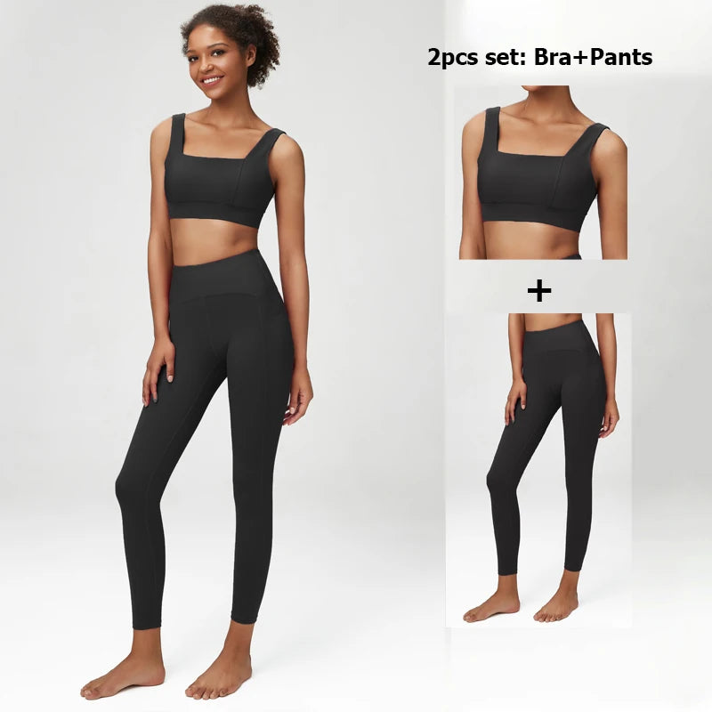 Cozokcn Women Yoga Set High Waist Leggings Jacket Pro