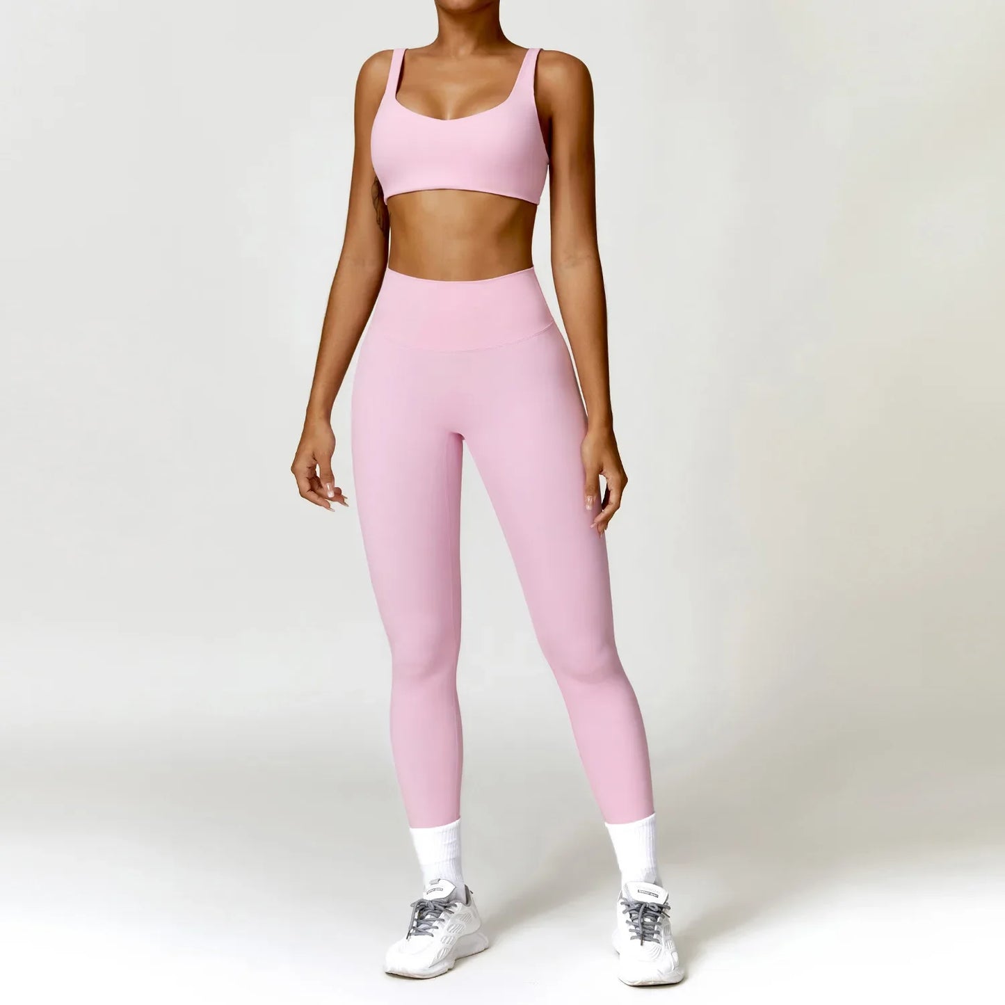 Women Two Piece Fitness Yoga Set Solid Color Gym Wear