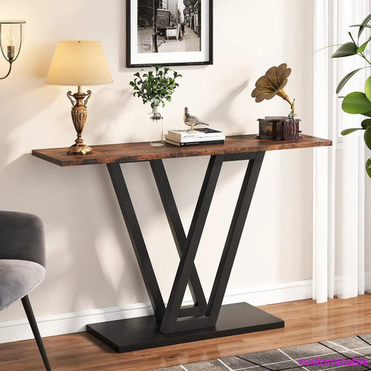 XMSJ Console Table Industrial Hallway Entryway Metal Frame