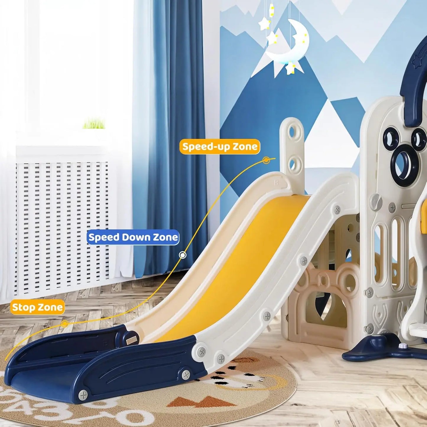 Swing Slide for Kids 6 in 1 Climber with Ball