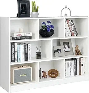 XMSJ Open Wood Bookcase 8 Shelf Display Cabinet For Home