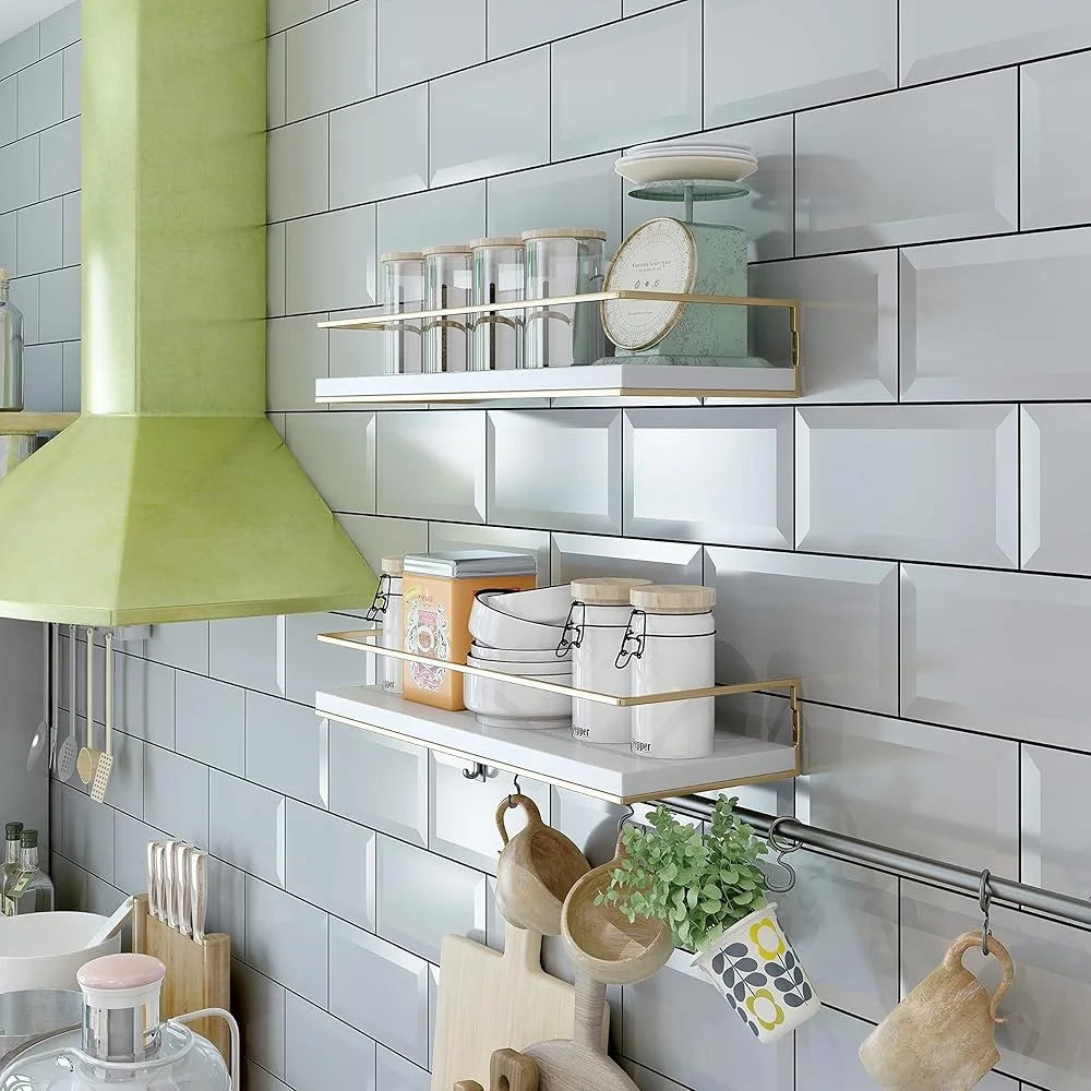 Hign Concerned Floating Wall Shelves With Towel Rack
