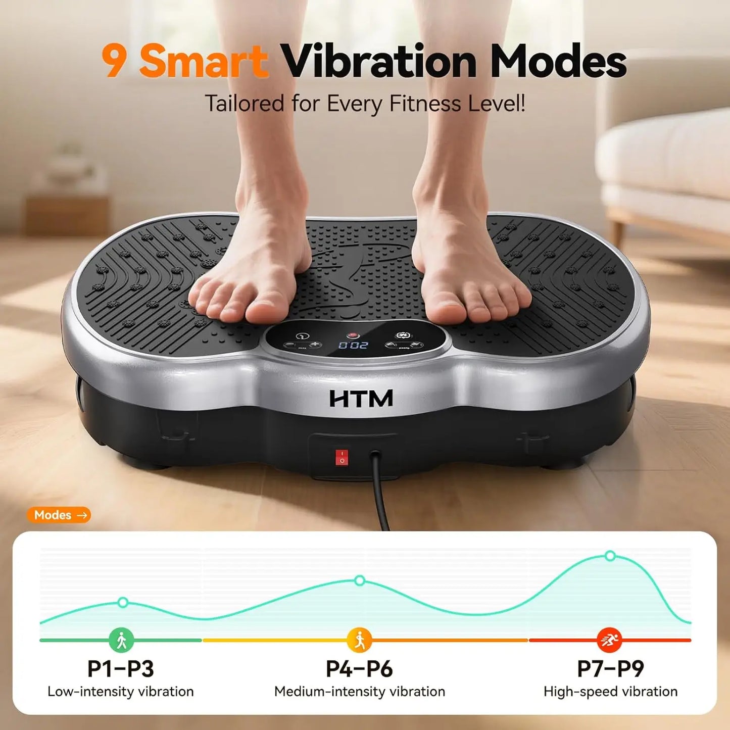 Vibration Plate Exercise Machine Silent 120 Speed Levels Calorie Tracking