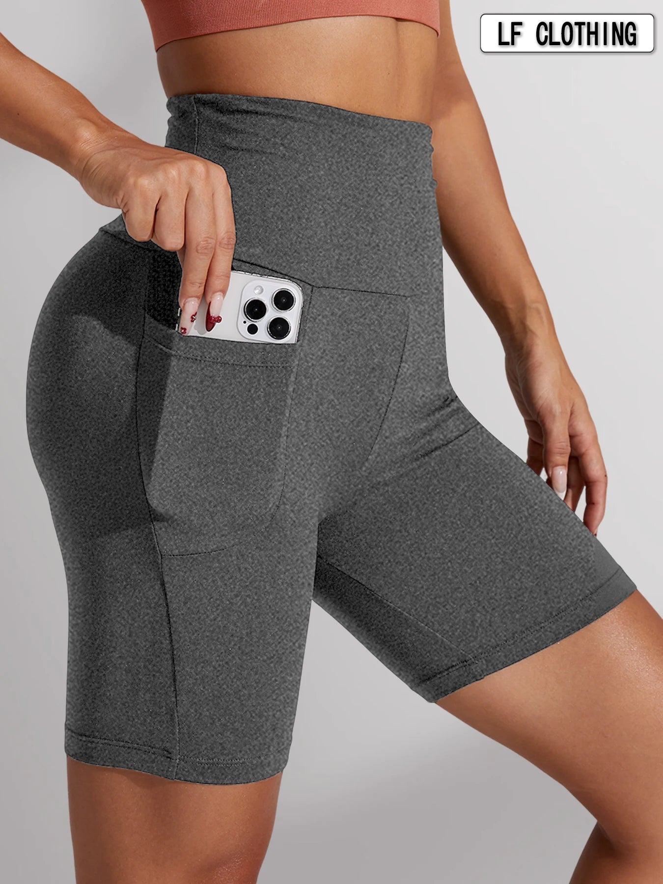 CN Biker Shorts Women High Waisted Athletic With Pockets