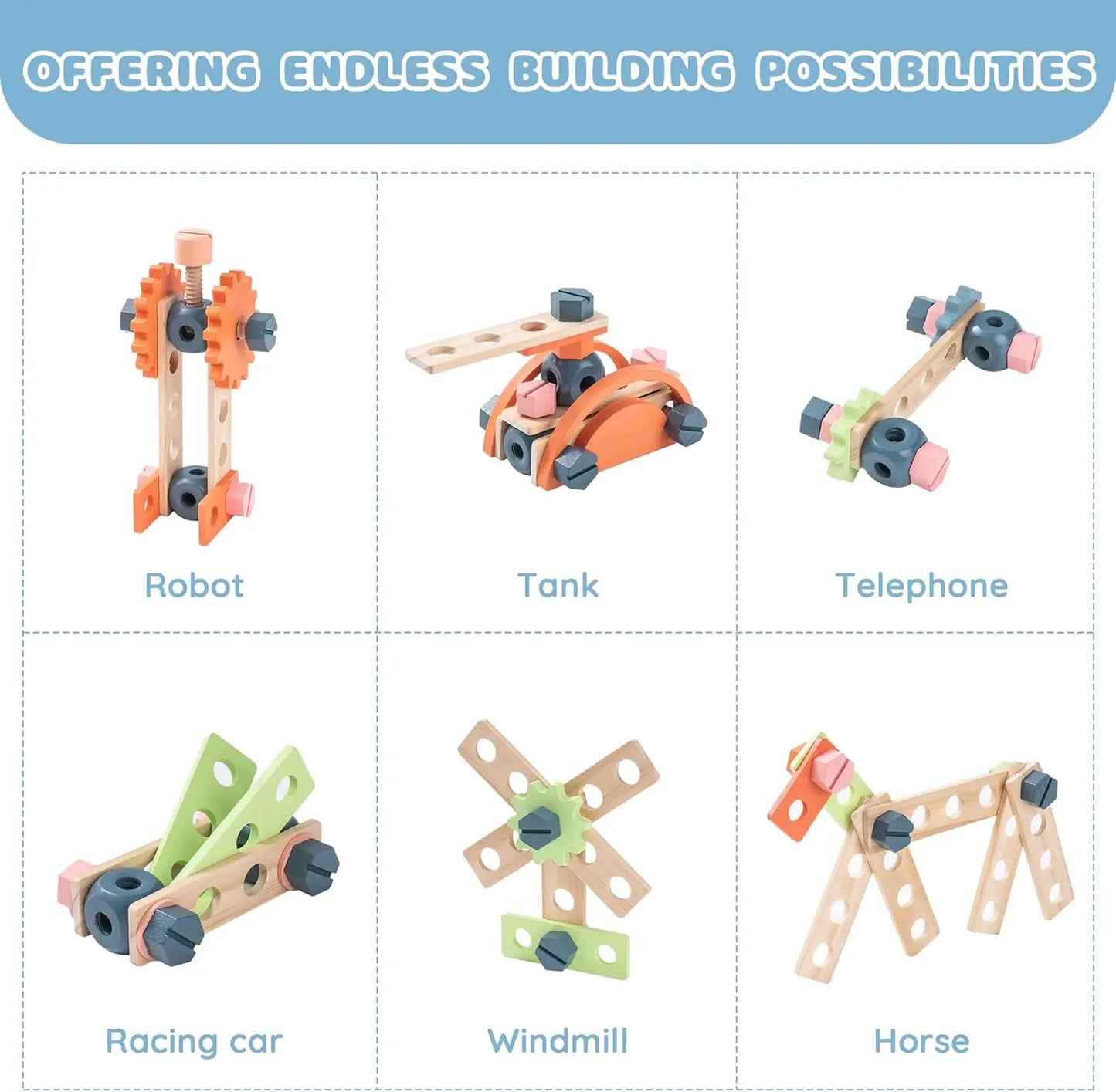 Robotime Kids Tool Bench Set Wooden Construction Toys