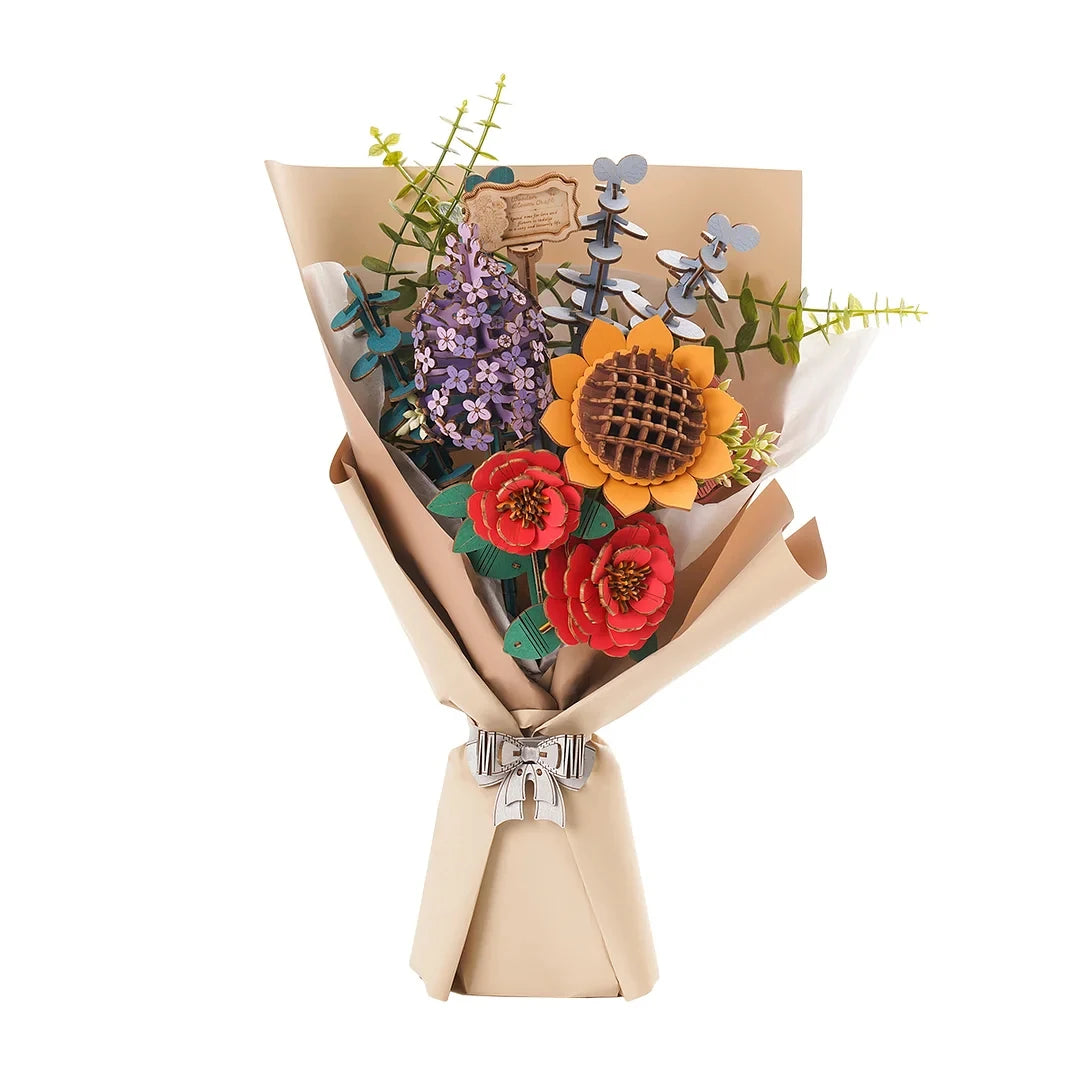 Robotime Wooden Flower Bouquet DIY Puzzle Gifts For Friends