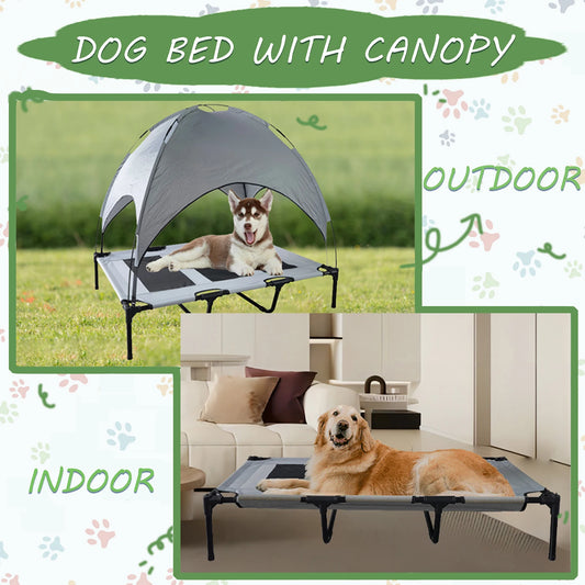 Dog Bed with Canopy Portable Anti Slip Elevated Cot