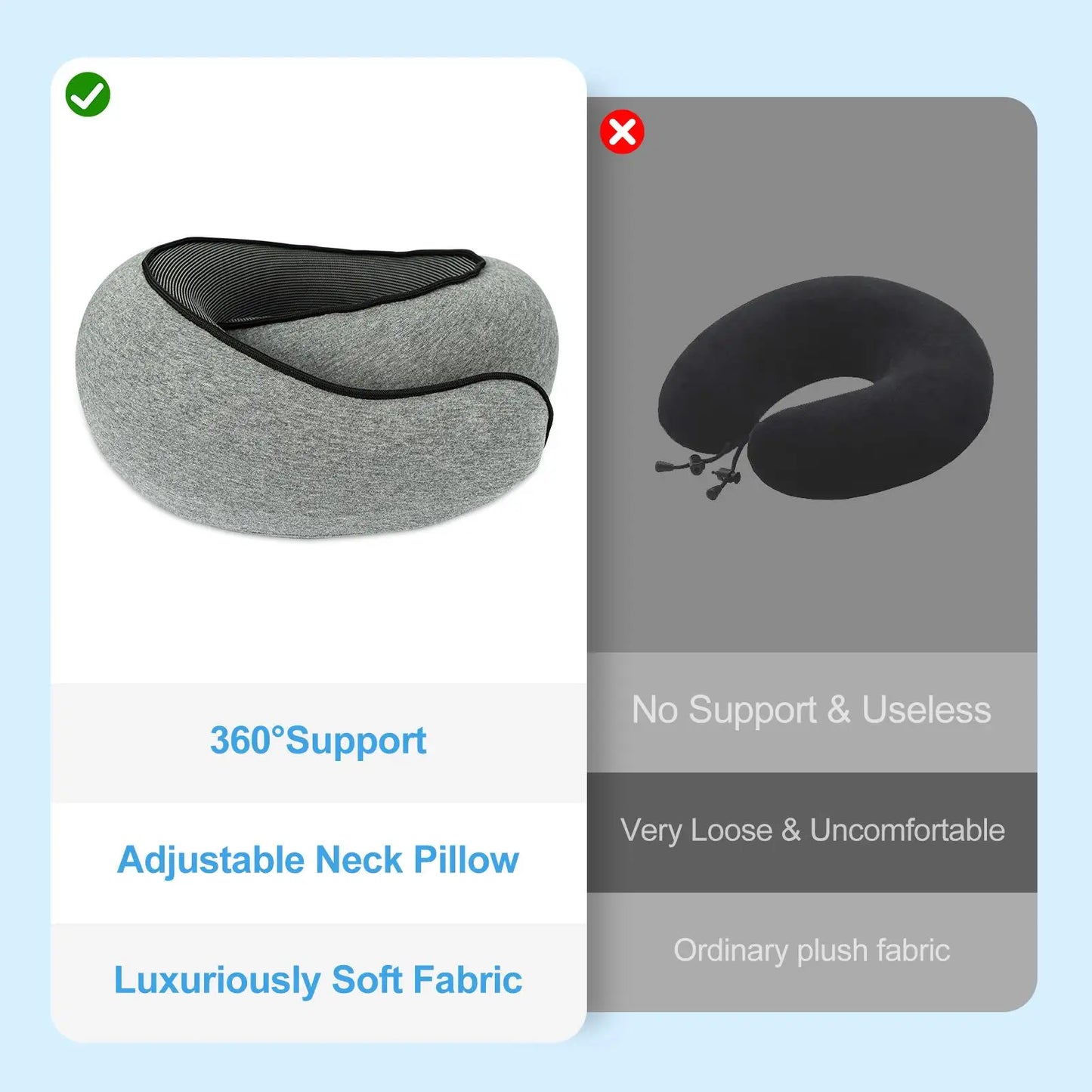 Memory Foam Travel Neck Pillow 360 Head And Chin Support