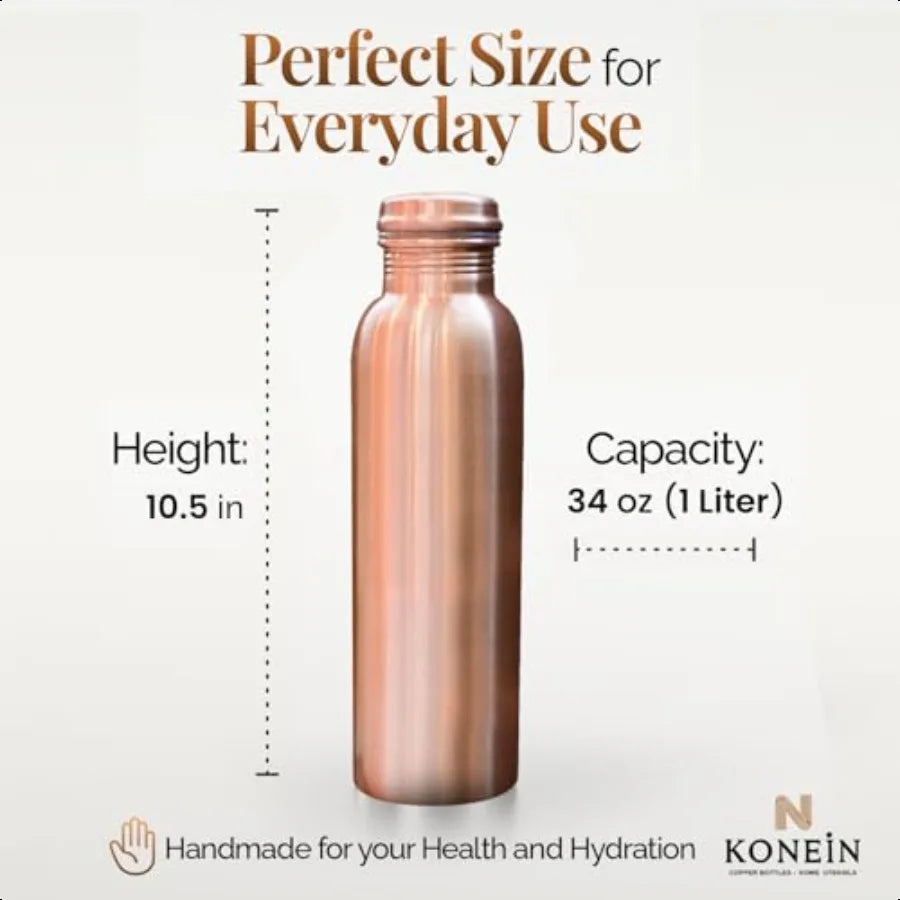 Copper Water Bottle Plain Classic Finish For Drinking Water