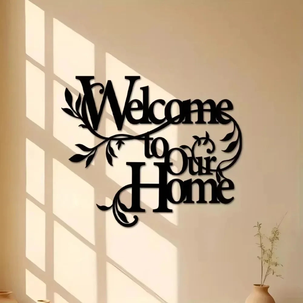 HELLOYOUNG Metal Welcome Home Sign Rustic Scrollwork
