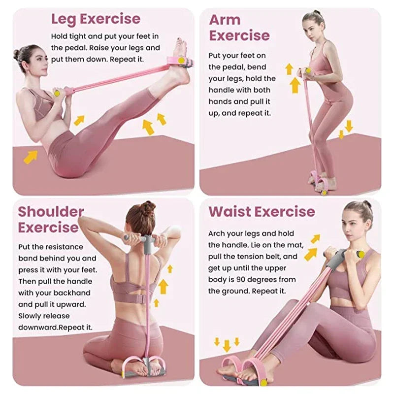 4 Tube Resistance Bands For Abdomen And Arm Training