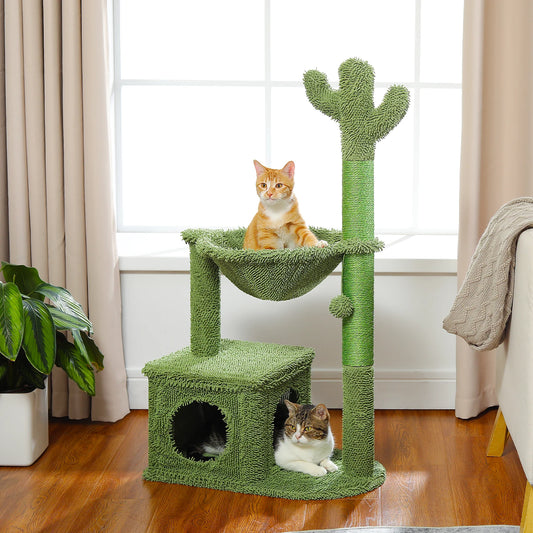 PEQULTICN Cactus Cat Tree With Large Condo And Hammock