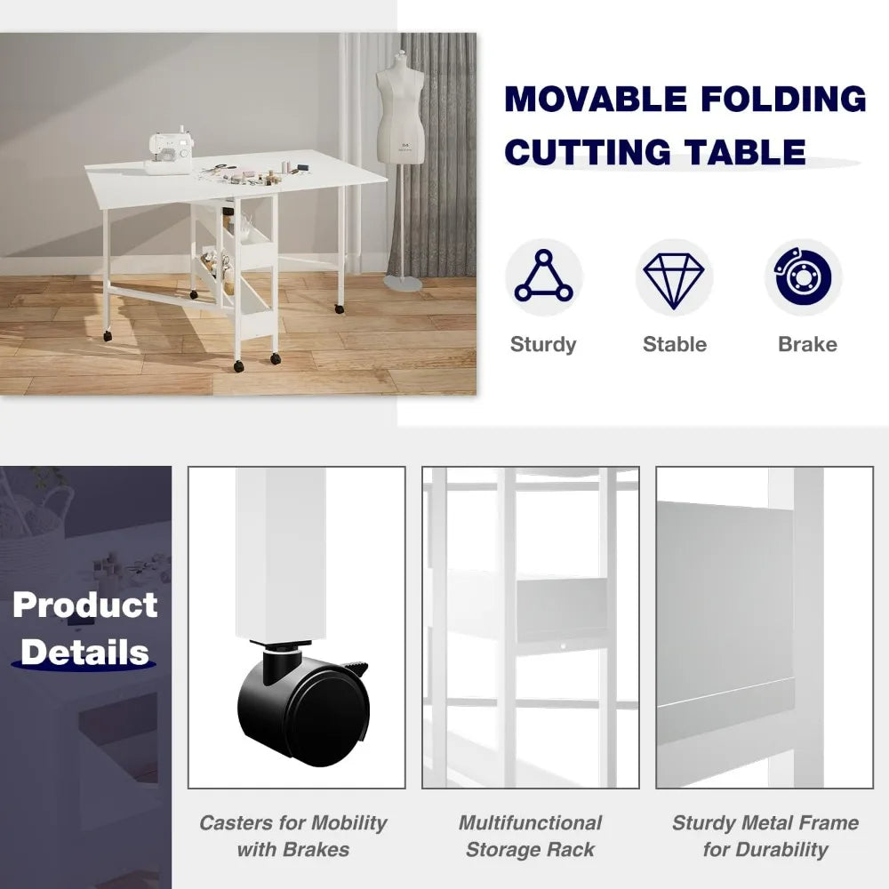 XMSJ Portable Sewing And Craft Table With Cutting Surface